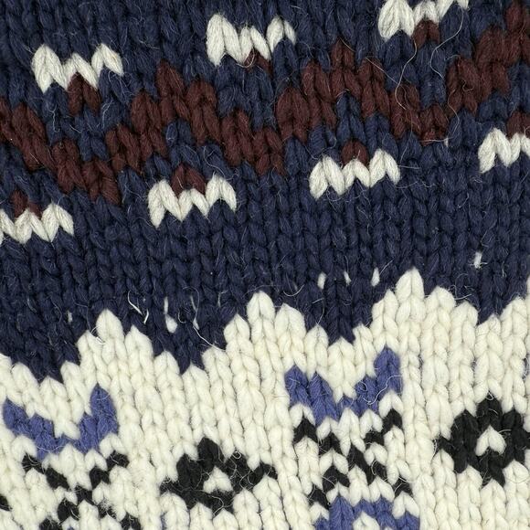 Vintage Gypsy Rose Cream/Navy Long Sleeve Fair Isle Pullover Wool Sweater LG/XL - Picture 9 of 10